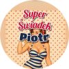 Wzór: Przypinka Super Świadek z Imieniem Pin-up z Medalem – napis Super Świadek i pole imię