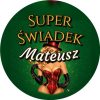 Wzór: Przypinka Super Świadek z Imieniem Showgirl z Laską – napis Super Świadek i pole imię