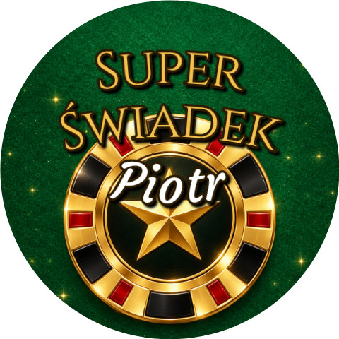 Wzór: Przypinka Super Świadek z Imieniem Złoty Żeton – napis Super Świadek i pole imię