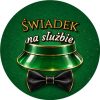 Wzór: Przypinka Świadek na Służbie Daszek Krupiera – grafika z napisem Świadek na służbie