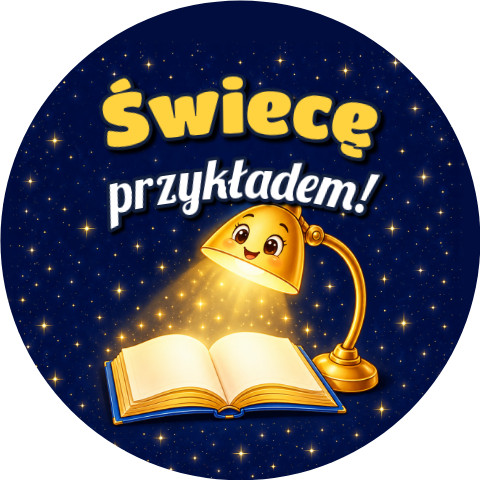 Wzór: Przypinka Świecę Przykładem Lampka – grafika z napisem Świecę przykładem!