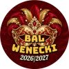 Wzór: Przypinka Sylwester Bal Wenecki – napis Bal Wenecki i pole rok na sylwestrowej grafice