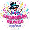 Wzór: Przypinka Sylwester Bałwan na Luzie – napis Sylwester na luzie i pole rok na sylwestrowej grafice