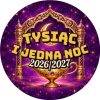 Wzór: Przypinka Sylwester Baśń Tysiąca i Jednej Nocy – napis Tysiąc i Jedna Noc i pole rok na sylwestrowej grafice