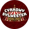 Wzór: Przypinka Sylwester Cyrkowy – napis Cyrkowy Sylwester i pole rok na sylwestrowej grafice