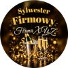 Wzór: Przypinka Sylwester Firmowy – napis Sylwester Firmowy i pole firma na sylwestrowej grafice