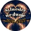 Wzór: Przypinka Sylwester Serce z Fajerwerków – napis Sylwester we dwoje i pole rok na sylwestrowej grafice
