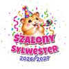 Wzór: Przypinka Sylwester Szalony Chomik – napis Szalony Sylwester i pole rok na sylwestrowej grafice