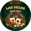 Wzór: Przypinka Sylwester w Stylu Las Vegas – napis Las Vegas i pole rok na sylwestrowej grafice