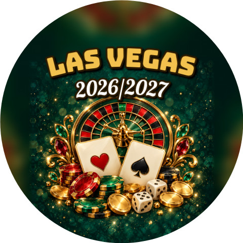 Wzór: Przypinka Sylwester w Stylu Las Vegas – napis Las Vegas i pole rok na sylwestrowej grafice