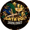 Wzór: Przypinka Sylwester w Stylu Lat 20 – napis Lata 20. i pole rok na sylwestrowej grafice