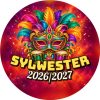 Wzór: Przypinka Sylwester w Stylu Rio – napis Sylwester i pole rok na sylwestrowej grafice