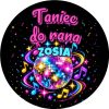 Wzór: Przypinka Taniec do Rana z Imieniem – napis Taniec do rana i pole imię na sylwestrowej grafice