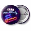 Przypinka Tata Pana Młodego Neonowe Cygaro: przypinka na wieczór kawalerski z napisem Tata Pana Młodego – przód i aluminiowy tył z agrafką