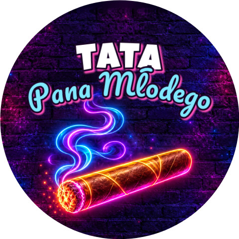 Wzór: Przypinka Tata Pana Młodego Neonowe Cygaro – grafika z napisem Tata Pana Młodego