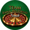 Wzór: Przypinka Team Pana Młodego z Imieniem Koło Ruletki – napis Team Pana Młodego i pole imię pana młodego