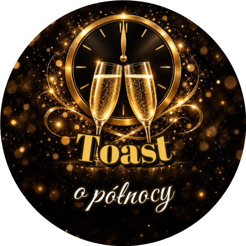 Wzór: Przypinka Toast o Północy – sylwestrowa grafika z napisem Toast o północy