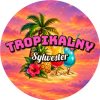 Wzór: Przypinka Tropikalny Sylwester – sylwestrowa grafika z napisem Tropikalny Sylwester