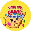 Wzór: Przypinka Uczę Się Bawię Rozwijam Paleta – grafika z napisem Uczę się, bawię, rozwijam!