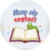 Wzór: Przypinka Uczę Się Czytać Kredkowa Książka – grafika z napisem Uczę się czytać!