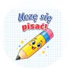 Wzór: Przypinka Uczę Się Pisać Kredkowy Ołówek – grafika z napisem Uczę się pisać!