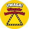Wzór: Przypinka Uwaga Wieczór Kawalerski Pasy Ostrzegawcze – grafika z napisem Uwaga! Wieczór kawalerski
