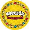 Wzór: Przypinka Wieczór Kawalerski Wieniec Komiksowych Wybuchów – grafika z napisem Wieczór kawalerski