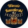 Wzór: Przypinka Wieczór Kawalerski z Datą Karafka i Szklanki – napis Wieczór Kawalerski i pole data