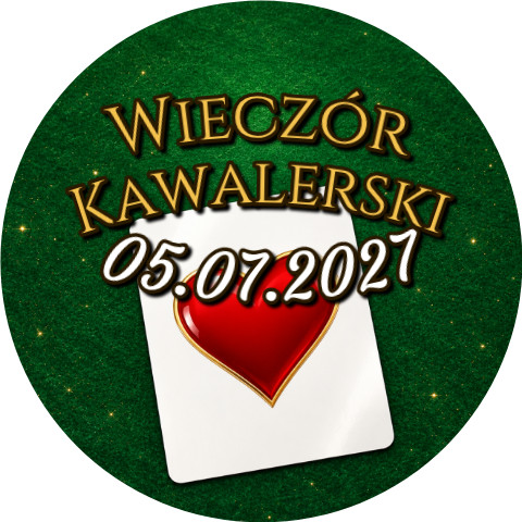 Wzór: Przypinka Wieczór Kawalerski z Datą Karta Kier – napis Wieczór Kawalerski i pole data