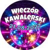 Wzór: Przypinka Wieczór Kawalerski z Datą Neonowa Kula Disco – napis Wieczór Kawalerski i pole data
