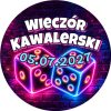 Wzór: Przypinka Wieczór Kawalerski z Datą Neonowe Kości – napis Wieczór Kawalerski i pole data