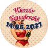 Wzór: Przypinka Wieczór Kawalerski z Datą Pin-up z Szampanem – napis Wieczór Kawalerski i pole data
