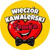 Wzór: Przypinka Wieczór Kawalerski z Imieniem Pana Młodego Komiksowe Serce – napis Wieczór Kawalerski i pole imię pana młodego