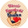 Wzór: Przypinka Wieczór Kawalerski z Imieniem Pana Młodego Pin-up z Sercem – napis Wieczór Kawalerski i pole imię pana młodego