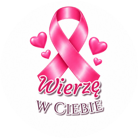 Wzór: Przypinka Wierzę w Ciebie – grafika z napisem Wierzę w Ciebie