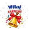 Wzór: Przypinka Witaj Szkoło Dzwonek Szkolny – grafika z napisem Witaj szkoło!