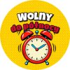 Wzór: Przypinka Wolny do Północy Komiksowy Budzik – grafika z napisem Wolny do północy