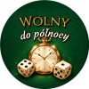 Wzór: Przypinka Wolny do Północy Zegarek i Kości – grafika z napisem Wolny do północy