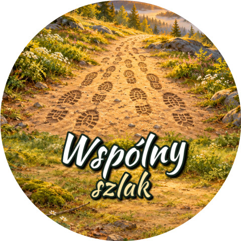 Wzór: Przypinka Wspólny Szlak – grafika z napisem Wspólny szlak