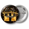 Przypinka Wszystkiego Dobrego w Nowym Roku: przypinka na Sylwestra z napisem Wszystkiego dobrego! – przód i aluminiowy tył z agrafką