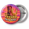 Przypinka Yeehaw Nowy Roku: przypinka na Sylwestra z napisem Yeehaw Nowy Roku! – przód i aluminiowy tył z agrafką