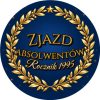 Wzór: Przypinka Zjazd Absolwentów Złoty Laur – napis Zjazd absolwentów i pole rocznik na eleganckiej grafice