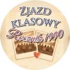 Wzór: Przypinka Zjazd Klasowy Polaroidy – napis Zjazd klasowy i pole rocznik na eleganckiej grafice