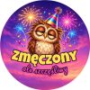 Wzór: Przypinka Zmęczony ale Szczęśliwy – sylwestrowa grafika z napisem Zmęczony ale szczęśliwy
